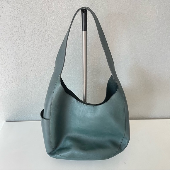 Madewell Oversized Shopper Tote, Dark Green Leather, 13”x10”. - Picture 2 of 14